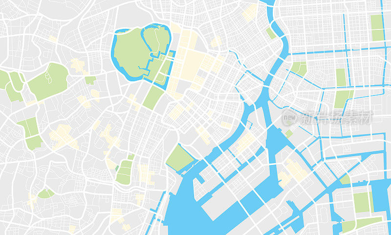 东京城市地图。插图向量Eps 10。